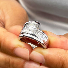 Load image into Gallery viewer, GIA Certified Natural Round Cut Center And Princess Cut Sides Diamond Engagement Ring And Matching Band Tension 14k Solid White Gold 1.70ctw