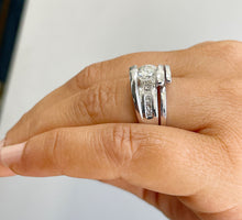 Load image into Gallery viewer, GIA Certified Natural Round Cut Center And Princess Cut Sides Diamond Engagement Ring And Matching Band Tension 14k Solid White Gold 1.70ctw