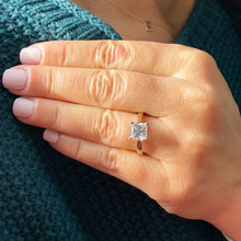 Load image into Gallery viewer, GIA Certified Natural Princess Cut Diamond Solitaire Engagement Rring Deco Bridal Wedding Solitaire Prong Setting 14k Solid Yellow Gold 1.50ct