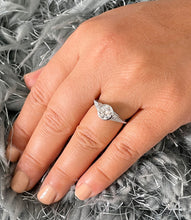 Load image into Gallery viewer, GIA Certified Natural Round Cut Diamonds Bezel Engagement Ring 14k Solid Heavy White Gold Bezel Set Wedding Ring Filigree Bridal Ring 1.04ct