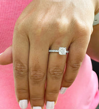 Load image into Gallery viewer, GIA Certified Natural Cushion Cut And Round Cut Sides Diamond Engagement Ring Prong Set Wedding Ring Bridal Ring 14k Solid White Gold 1.75ct