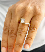 Load image into Gallery viewer, GIA Certified Princess Cut Diamond Engagement Ring Tension Set Set In 14k Solid Yellow Gold Wedding Ring Solitaire Style Bridal Ring 1.00ct