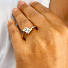 Load image into Gallery viewer, GIA Certified Princess Cut Diamond Engagement Ring Tension Set Set In 14k Solid Yellow Gold Wedding Ring Solitaire Style Bridal Ring 1.00ct