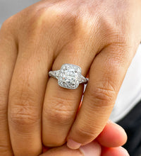 Load image into Gallery viewer, GIA Certified Natural Round Cut Center And Round And Baguettes Sides Diamond Halo Engagement Ring Bridal Ring 14k Solid White Gold 1.95ctw