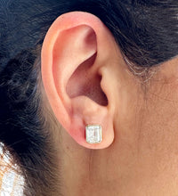 Load image into Gallery viewer, Emerald Cut Diamond Earrings IGI Certified Bezel set Style 14k Solid Yellow Solid Gold 4.00ct Screw Back Set Style Stud Lever Back Earrings