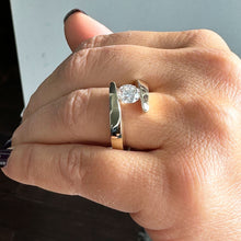 Load image into Gallery viewer, GIA Certified Natural Round Cut Diamond Engagement Ring Tension Set Solitaire Ring 14k Solid And Heavy yellow gold Wedding Bridal Ring 1.00