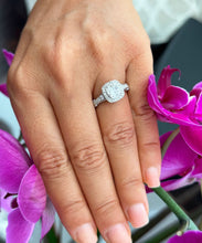 Load image into Gallery viewer, GIA Certified Cushion And Round Cut Natural Diamond Engagement Ring Bezel Set Halo Design Wedding Bridal Ring 14k Solid White Gold 1.70ctw