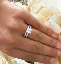 Load image into Gallery viewer, GIA Certified Princess Cut And Round Cut Sides Diamonds Engagement Ring And Matching Band 14k Rose Gold Wedding Bridal Set Ring 1.80ctw