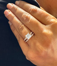 Load image into Gallery viewer, GIA Certified Princess Cut And Round Cut Sides Diamonds Engagement Ring And Matching Band 14k Rose Gold Wedding Bridal Set Ring 1.80ctw