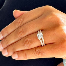 Load image into Gallery viewer, GIA Certified Princess Cut And Round Cut Sides Diamonds Engagement Ring And Matching Band 14k Rose Gold Wedding Bridal Set Ring 1.80ctw