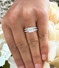 Load image into Gallery viewer, GIA Certified Princess Cut And Round Cut Sides Diamonds Engagement Ring And Matching Band 14k Rose Gold Wedding Bridal Set Ring 1.80ctw