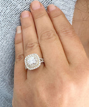 Load image into Gallery viewer, GIA Certified Natural Cushion Cut And Round Cut Diamond Engagement Ring Double Halo 14k Solid Yellow Gold Bridal Halo Wedding Ring 2.70ctw