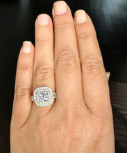 Load image into Gallery viewer, GIA Certified Natural Cushion Cut And Round Cut Diamond Engagement Ring Double Halo 14k Solid Yellow Gold Bridal Halo Wedding Ring 2.70ctw