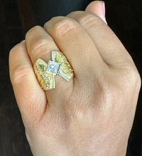 Load image into Gallery viewer, GIA Certified 14K Solid And Heavy Yellow Gold Princess Cut Diamond Engagement Ring Bezel Set Solitaire 1.00ct F-VS2