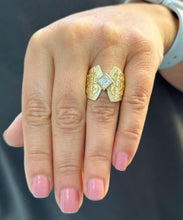 Load image into Gallery viewer, 14K Solid And Heavy Yellow Gold Princess Cut Moissanite Engagement Ring Deco, Bridal, Wedding, Bezel Set Solitaire 1.00ctw