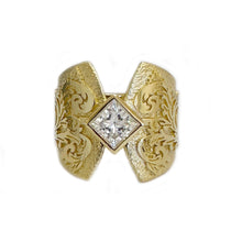 Load image into Gallery viewer, 14K Solid And Heavy Yellow Gold Princess Cut Natural Diamond Engagement Ring Deco, Bridal, Wedding, Bezel Set Solitaire 0.75ctw