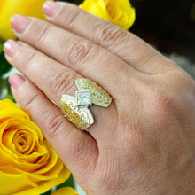 Load image into Gallery viewer, 14K Solid And Heavy Yellow Gold Princess Cut Moissanite Engagement Ring Deco, Bridal, Wedding, Bezel Set Solitaire 1.00ctw