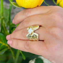 Load image into Gallery viewer, 14K Solid And Heavy Yellow Gold Princess Cut Moissanite Engagement Ring Deco, Bridal, Wedding, Bezel Set Solitaire 1.00ctw