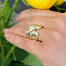 Load image into Gallery viewer, 14K Solid And Heavy Yellow Gold Princess Cut Natural Diamond Engagement Ring Deco, Bridal, Wedding, Bezel Set Solitaire 0.75ctw