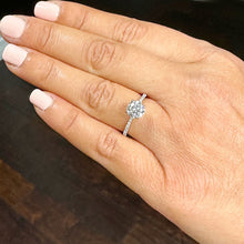 Load image into Gallery viewer, 14k Solid White Gold Round Cut Moissanite and Round Cut Natural Diamond Engagement Ring Wedding Anniversary 1.35ctw