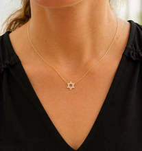 Load image into Gallery viewer, Star Of David Style CVD Diamond Pendent And Chain in 14K Solid Yellow Gold Necklace Minimalist Style Wedding Bridal Gift For Her