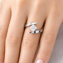 Load image into Gallery viewer, Princess Cut Moissanite Engagement Ring Tension Set Solitaire Bridal Ring 14k Solid And Heavy White Gold Wedding Anniversary Ring 1.50ct