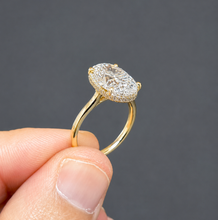 Load image into Gallery viewer, IGI Certified Oval Shape And Round Cut Diamond Engagement Ring Inner Halo Style Wedding Ring Women's Bridal Ring 14K Yellow Gold 4.15ctw
