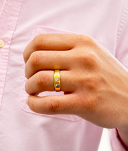 Load image into Gallery viewer, Round Cut CVD Diamonds Men's Ring Set In 14K Solid Yellow Gold Men's Band Solitaire Style Men's Diamond Band 0.10ctw