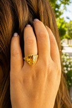 Load image into Gallery viewer, Oval Cut Natural Yellow Citrine Ring Art Deco Style Ring Anniversary Gift Prong Set Right Hand Ring For Her 14k Solid Yellow Gold 5.00ctw