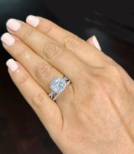 Load image into Gallery viewer, GIA Certified Natural Cushion Cut and Round Cut Sides Diamond Engagement Ring And Matching Band 14k Solid White Gold Halo Wedding Set 2.50ct