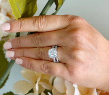 Load image into Gallery viewer, GIA Certified Natural Cushion Cut and Round Cut Sides Diamond Engagement Ring And Matching Band 14k Solid White Gold Halo Wedding Set 2.50ct