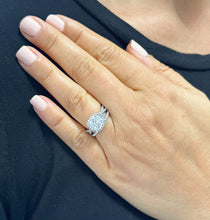 Load image into Gallery viewer, GIA Certified Natural Cushion Cut and Round Cut Sides Diamond Engagement Ring And Matching Band 14k Solid White Gold Halo Wedding Set 2.50ct