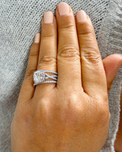 Load image into Gallery viewer, 14k Solid White Gold Cushion Cut Moissanite and Natural Diamond Engagement Ring And Band Art Deco Halo Wedding Set 3.40ct