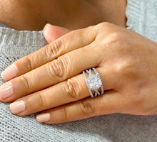 Load image into Gallery viewer, 14k Solid White Gold Cushion Cut Moissanite and Natural Diamond Engagement Ring And Band Art Deco Halo Wedding Set 3.40ct