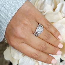 Load image into Gallery viewer, GIA 14k Solid White Gold Cushion Cut and Round Cut Diamond Engagement Ring And Band Art Deco Halo Wedding Set 3.40ct F-VS2