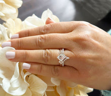 Load image into Gallery viewer, GIA Certified 14k Solid Rose Gold Asscher Round And Pear Cut Round And Pear Cut Diamond Engagement Ring And Band 2.20ctw F VS2