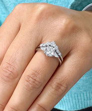 Load image into Gallery viewer, 14k Solid White Gold Round And Pear Natural Diamond Engagement Ring And Band 1.90ctw