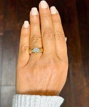 Load image into Gallery viewer, 14k Solid Yellow Gold Round Cut Forever One Moissanite Engagement Ring Semi Bezel Set, Bridal, Wedding 1.25ct