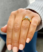 Load image into Gallery viewer, 14k Solid Yellow Gold Round Cut Natural Diamond Engagement Ring Semi Bezel Set, Bridal, Wedding 1.25ct