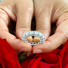 Load image into Gallery viewer, Large 14K Solid White Gold Round Cut Moissanite Eternity Band Three sided Deco, Bridal, Wedding, 4.50mm 5.50ct