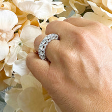 Load image into Gallery viewer, Large 14K Solid White Gold Round Cut Moissanite Eternity Band Three sided Deco, Bridal, Wedding, 4.50mm 5.50ct