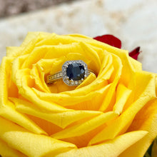 Load image into Gallery viewer, 14k Solid White Gold Natural Cushion Cut sapphire and Round Cut Natural Diamonds Engagement Ring Prong Set Halo 4.00ctw