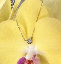Load image into Gallery viewer, Minimalist Dainty 14k solid yellow gold round diamond bezel solitaire necklace and chain, Pendant, Bridal, Wedding, Anniversary, 0.35ct