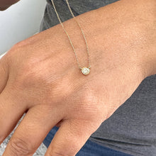 Load image into Gallery viewer, Minimalist Dainty 14k solid yellow gold round diamond bezel solitaire necklace and chain, Pendant, Bridal, Wedding, Anniversary, 0.35ct