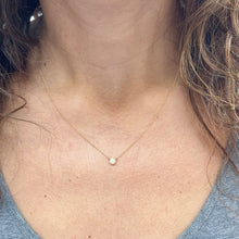 Load image into Gallery viewer, Minimalist Dainty 14k solid yellow gold round diamond bezel solitaire necklace and chain, Pendant, Bridal, Wedding, Anniversary, 0.35ct