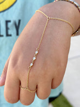Load image into Gallery viewer, 14k Solid Yellow Gold Finger Bracelet, Moissanites Ring Bracelet, Gold Hand Chain Diamond Bracelet, Chain Bracelet Bezel Set 0.30ctw