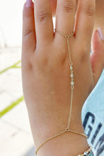 Load image into Gallery viewer, 14k Solid Yellow Gold Finger Bracelet, Moissanites Ring Bracelet, Gold Hand Chain Diamond Bracelet, Chain Bracelet Bezel Set 0.30ctw