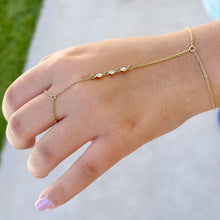 Load image into Gallery viewer, 14k Solid Yellow Gold Finger Bracelet, Moissanites Ring Bracelet, Gold Hand Chain Diamond Bracelet, Chain Bracelet Bezel Set 0.30ctw