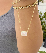 Load image into Gallery viewer, Women's 14k Solid Yellow Gold Emerald Moissanite Bezel Solitaire Necklace And Chain, Pendant, Bridal, Wedding, Anniversary, 2.00ct