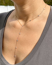 Load image into Gallery viewer, Minimalist 14k solid rose gold round cut diamond by the yard Y style bezel set necklace Pendant Bridal Gift For Her Wedding Gift 0.75ct